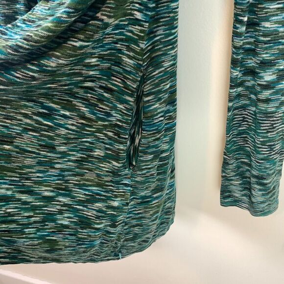 Anthropologie STACIA Open Cardigan Hooded Space Dye S Teal Green Bamboo - Picture 9 of 9